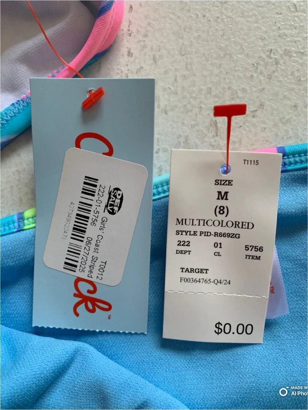 Cat & Jack Girls Blue Striped Bikini Set Size Medium NWT Beach Vacation